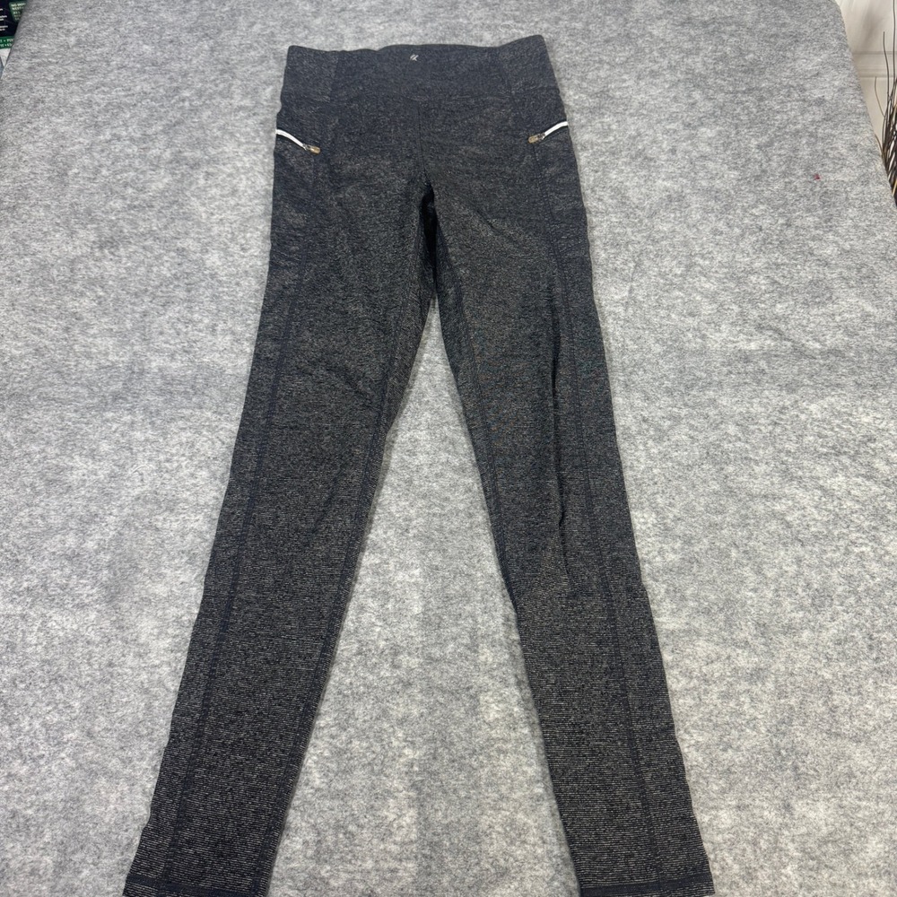 Kyodan Womens XS Gray Heathered High Rise Zipper Pocket Athletic Leggings 1311
